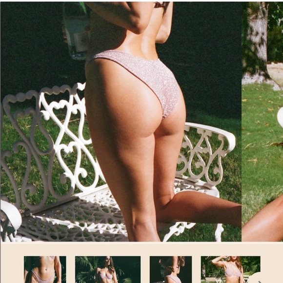 Kinilife XS/S pink shimmery glimmer bikini triangle top and bottoms - Picture 3 of 10